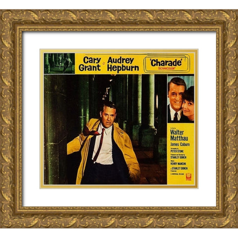 Cary Grant - Charade - Lobby Card Gold Ornate Wood Framed Art Print with Double Matting by Hollywood Photo Archive