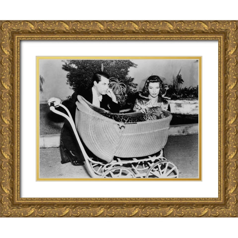 Cary Grant - Bringing Up Baby Gold Ornate Wood Framed Art Print with Double Matting by Hollywood Photo Archive