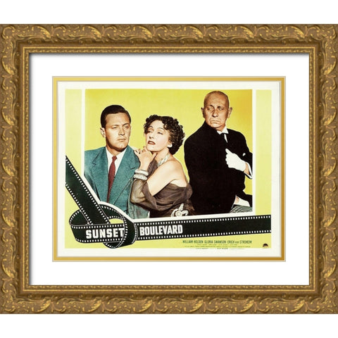 Sunset Boulevard - Lobby Card Gold Ornate Wood Framed Art Print with Double Matting by Hollywood Photo Archive