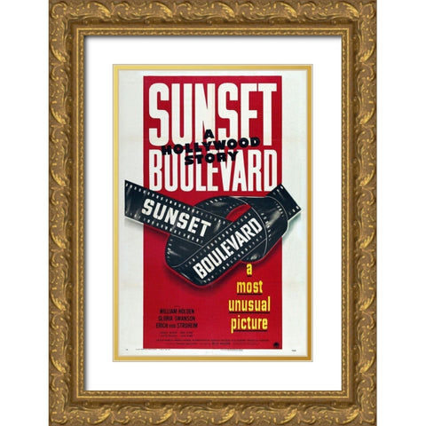 Sunset Boulevard Gold Ornate Wood Framed Art Print with Double Matting by Hollywood Photo Archive