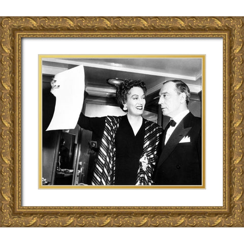 Sunset Boulevard - Gloria Swanson with Buster Keaton Gold Ornate Wood Framed Art Print with Double Matting by Hollywood Photo Archive