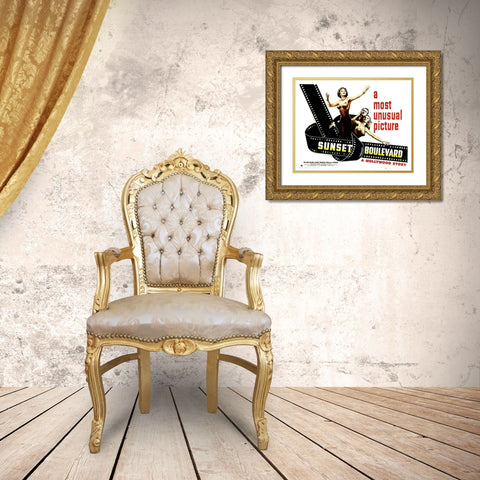 Sunset Boulevard - Poster Gold Ornate Wood Framed Art Print with Double Matting by Hollywood Photo Archive