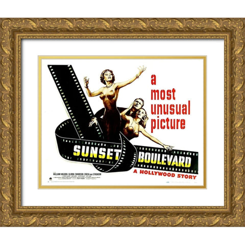 Sunset Boulevard - Poster Gold Ornate Wood Framed Art Print with Double Matting by Hollywood Photo Archive