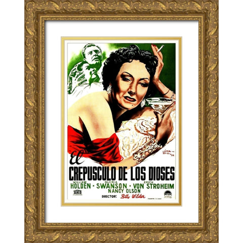 Spanish - Sunset Boulevard - Poster Gold Ornate Wood Framed Art Print with Double Matting by Hollywood Photo Archive