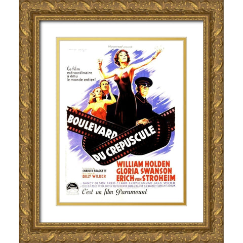 Sunset Boulevard - Poster Gold Ornate Wood Framed Art Print with Double Matting by Hollywood Photo Archive