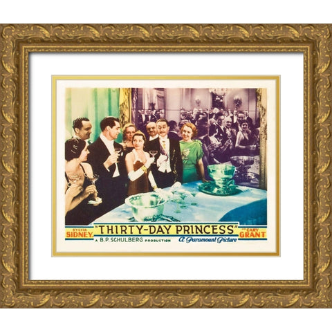 Thirty Day Princess - Lobby Card Gold Ornate Wood Framed Art Print with Double Matting by Hollywood Photo Archive