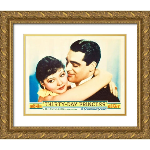 Thirty Day Princess - Lobby Card Gold Ornate Wood Framed Art Print with Double Matting by Hollywood Photo Archive