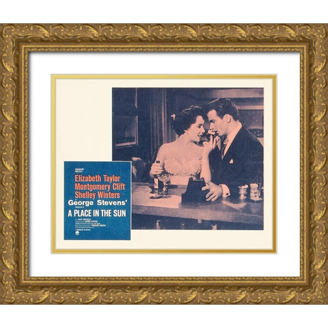 Elizabeth Taylor - A Place in the Sun - Lobby Card Gold Ornate Wood Framed Art Print with Double Matting by Hollywood Photo Archive