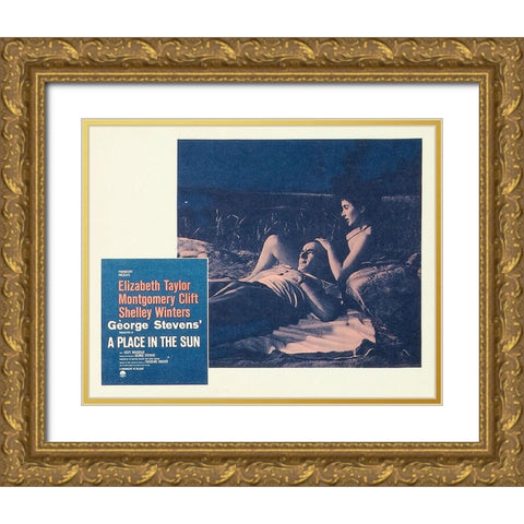 Elizabeth Taylor - A Place in the Sun - Lobby Card Gold Ornate Wood Framed Art Print with Double Matting by Hollywood Photo Archive