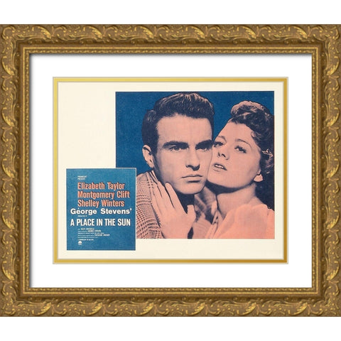 Elizabeth Taylor - A Place in the Sun - Lobby Card Gold Ornate Wood Framed Art Print with Double Matting by Hollywood Photo Archive