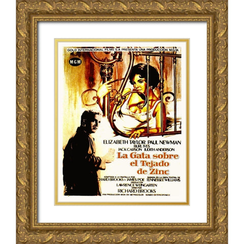 Spanish - Cat on a Hot Tin Roof Gold Ornate Wood Framed Art Print with Double Matting by Hollywood Photo Archive