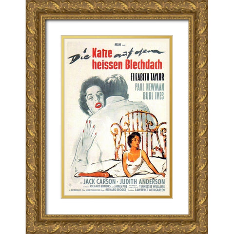 German - Cat on a Hot Tin Roof Gold Ornate Wood Framed Art Print with Double Matting by Hollywood Photo Archive