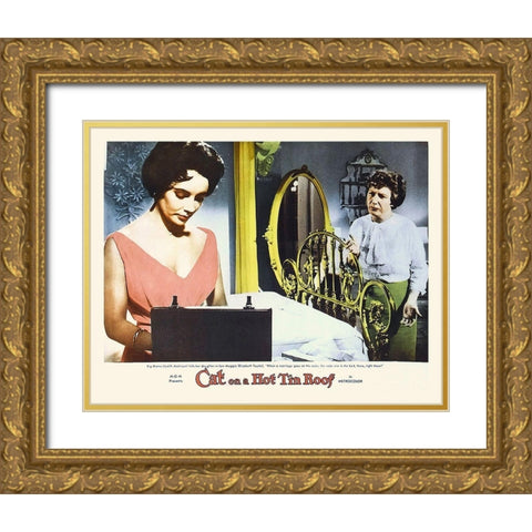 Elizabeth Taylor - Cat on a Hot Tin Roof - Lobby Card Gold Ornate Wood Framed Art Print with Double Matting by Hollywood Photo Archive