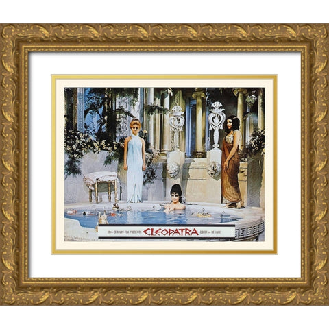 Elizabeth Taylor - Cleopatra - Lobby Card Gold Ornate Wood Framed Art Print with Double Matting by Hollywood Photo Archive