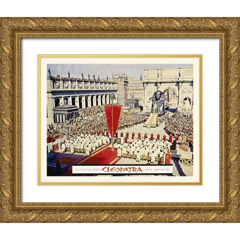 Elizabeth Taylor - Cleopatra - Lobby Card Gold Ornate Wood Framed Art Print with Double Matting by Hollywood Photo Archive