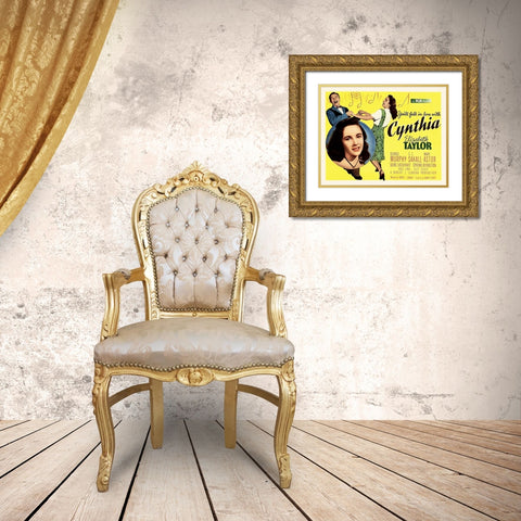 Elizabeth Taylor - Cynthia - Lobby Card Gold Ornate Wood Framed Art Print with Double Matting by Hollywood Photo Archive