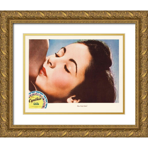 Elizabeth Taylor - Cynthia - Lobby Card Gold Ornate Wood Framed Art Print with Double Matting by Hollywood Photo Archive