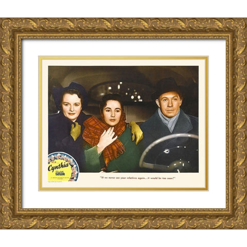 Elizabeth Taylor - Cynthia - Lobby Card Gold Ornate Wood Framed Art Print with Double Matting by Hollywood Photo Archive