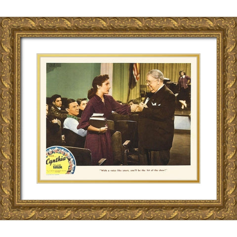Elizabeth Taylor - Cynthia - Lobby Card Gold Ornate Wood Framed Art Print with Double Matting by Hollywood Photo Archive