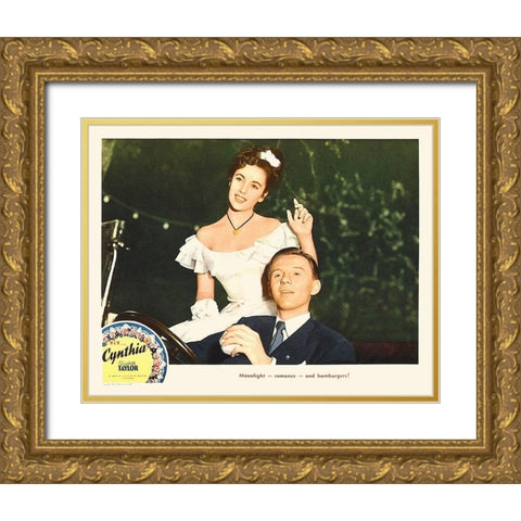 Elizabeth Taylor - Cynthia - Lobby Card Gold Ornate Wood Framed Art Print with Double Matting by Hollywood Photo Archive
