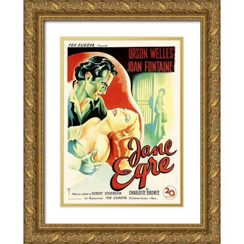 Jane Eyre - 1944 Gold Ornate Wood Framed Art Print with Double Matting by Hollywood Photo Archive