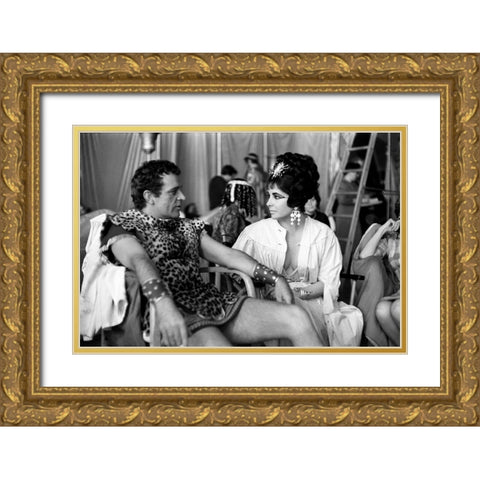 Behind the Scenes - Elizabeth Taylor - Cleopatra Gold Ornate Wood Framed Art Print with Double Matting by Hollywood Photo Archive