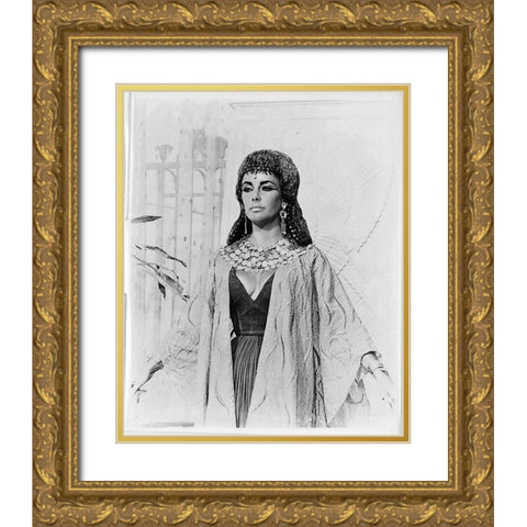 Elizabeth Taylor - Cleopatra Gold Ornate Wood Framed Art Print with Double Matting by Hollywood Photo Archive