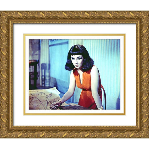 Elizabeth Taylor - Cleopatra Gold Ornate Wood Framed Art Print with Double Matting by Hollywood Photo Archive