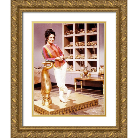 Elizabeth Taylor - Cleopatra - On Set in Street Clothes Gold Ornate Wood Framed Art Print with Double Matting by Hollywood Photo Archive