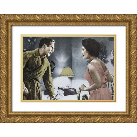 Cat on a Hot Tin Roof - Paul Newman with Elizabeth Taylor Gold Ornate Wood Framed Art Print with Double Matting by Hollywood Photo Archive
