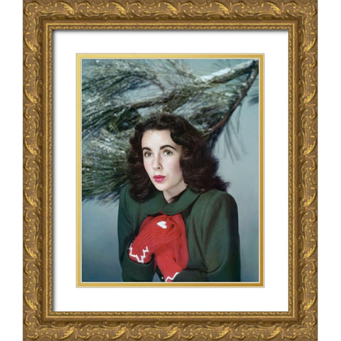 Elizabeth Taylor Gold Ornate Wood Framed Art Print with Double Matting by Hollywood Photo Archive