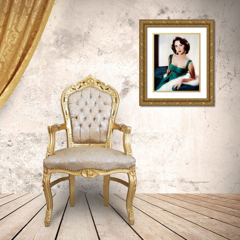 Elizabeth Taylor Gold Ornate Wood Framed Art Print with Double Matting by Hollywood Photo Archive