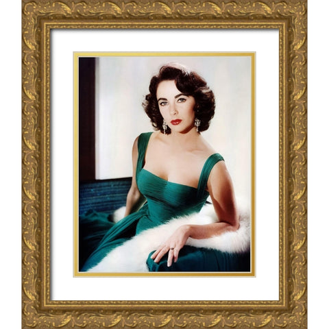 Elizabeth Taylor Gold Ornate Wood Framed Art Print with Double Matting by Hollywood Photo Archive