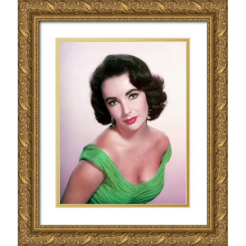 Elizabeth Taylor Gold Ornate Wood Framed Art Print with Double Matting by Hollywood Photo Archive