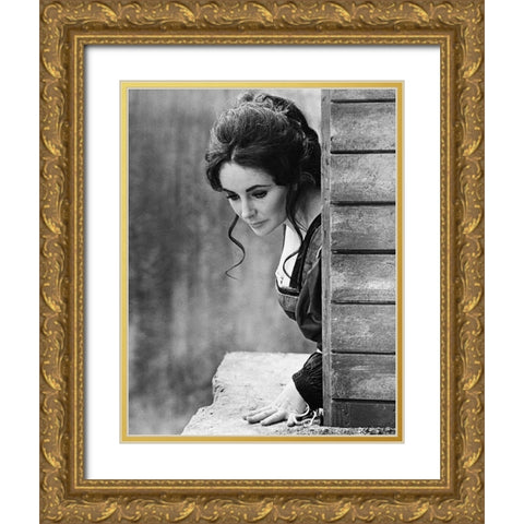 Elizabeth Taylor Gold Ornate Wood Framed Art Print with Double Matting by Hollywood Photo Archive