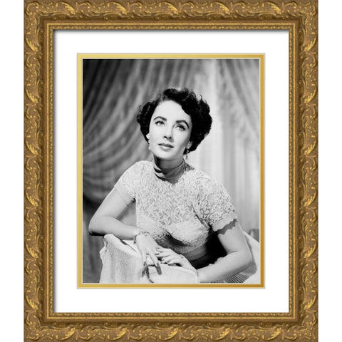 Elizabeth Taylor Gold Ornate Wood Framed Art Print with Double Matting by Hollywood Photo Archive