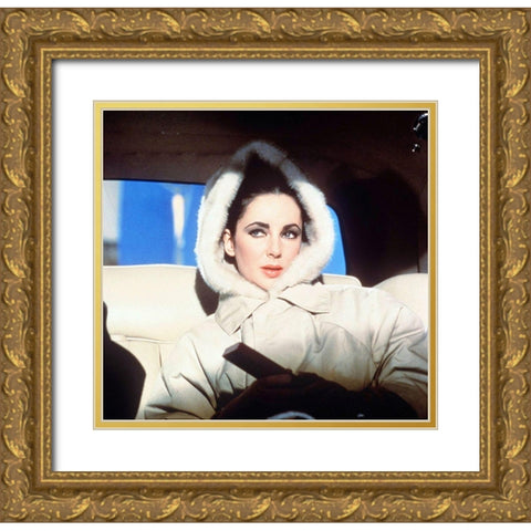 Elizabeth Taylor Gold Ornate Wood Framed Art Print with Double Matting by Hollywood Photo Archive
