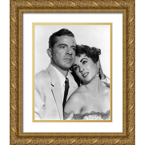 Elizabeth Taylor Gold Ornate Wood Framed Art Print with Double Matting by Hollywood Photo Archive