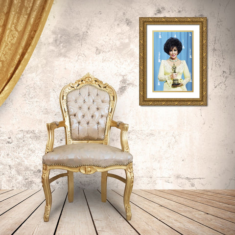 Elizabeth Taylor Gold Ornate Wood Framed Art Print with Double Matting by Hollywood Photo Archive