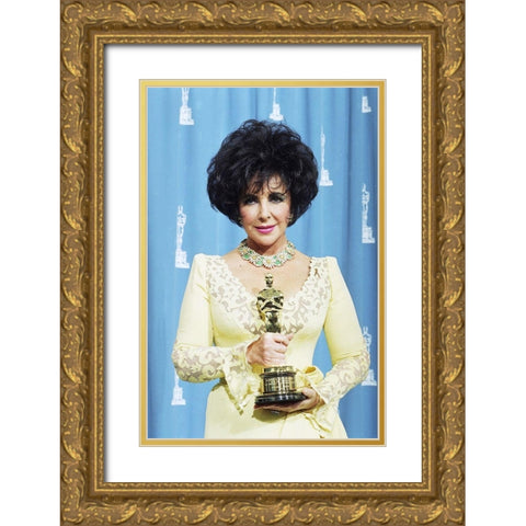 Elizabeth Taylor Gold Ornate Wood Framed Art Print with Double Matting by Hollywood Photo Archive