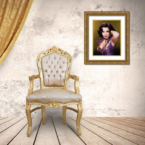 Elizabeth Taylor Gold Ornate Wood Framed Art Print with Double Matting by Hollywood Photo Archive