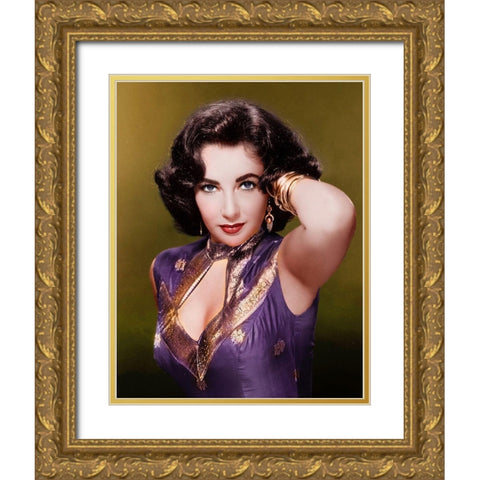 Elizabeth Taylor Gold Ornate Wood Framed Art Print with Double Matting by Hollywood Photo Archive