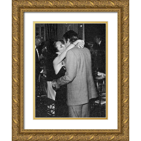 Elizabeth Taylor and Richard Burton in 1975 Gold Ornate Wood Framed Art Print with Double Matting by Hollywood Photo Archive