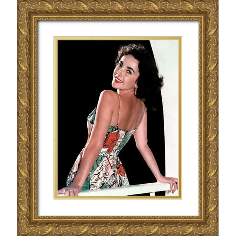 Elizabeth Taylor Gold Ornate Wood Framed Art Print with Double Matting by Hollywood Photo Archive