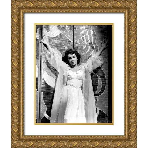 Elizabeth Taylor Gold Ornate Wood Framed Art Print with Double Matting by Hollywood Photo Archive