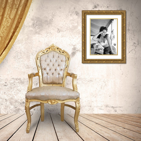 Elizabeth Taylor Gold Ornate Wood Framed Art Print with Double Matting by Hollywood Photo Archive