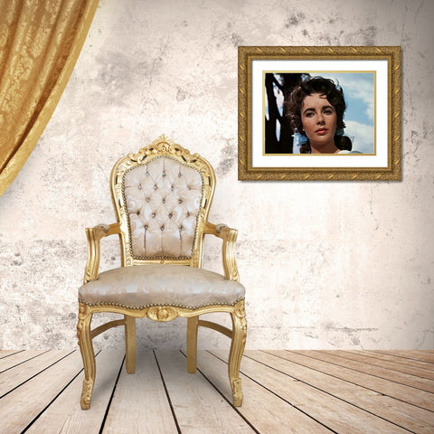 Elizabeth Taylor Gold Ornate Wood Framed Art Print with Double Matting by Hollywood Photo Archive