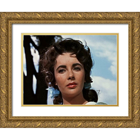 Elizabeth Taylor Gold Ornate Wood Framed Art Print with Double Matting by Hollywood Photo Archive
