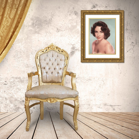 Elizabeth Taylor Gold Ornate Wood Framed Art Print with Double Matting by Hollywood Photo Archive