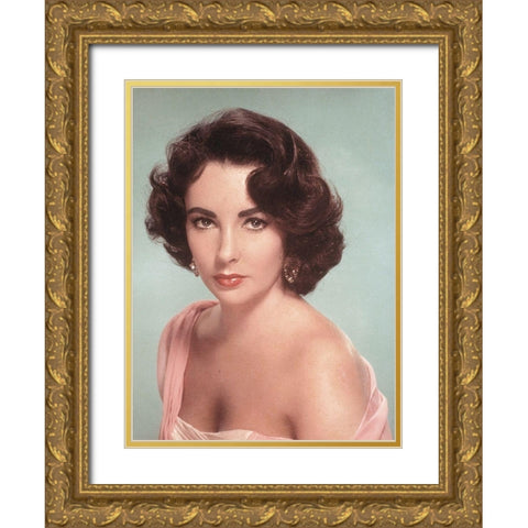 Elizabeth Taylor Gold Ornate Wood Framed Art Print with Double Matting by Hollywood Photo Archive